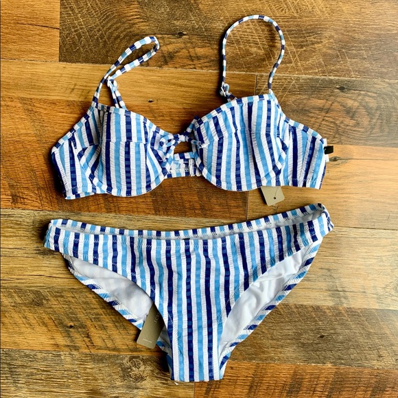 J. Crew Other - J Crew Seersucker Bikini NWT